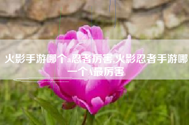 火影手游哪个a忍者厉害,火影忍者手游哪一个A最厉害