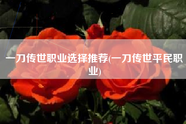 一刀传世职业选择推荐(一刀传世平民职业)