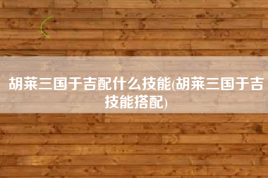 胡莱三国于吉配什么技能(胡莱三国于吉技能搭配)