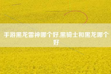 手游黑龙雷神哪个好,黑骑士和黑龙哪个好