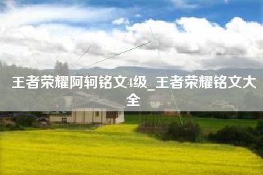 王者荣耀阿轲铭文4级_王者荣耀铭文大全