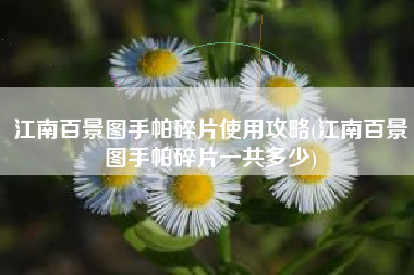 江南百景图手帕碎片使用攻略(江南百景图手帕碎片一共多少)