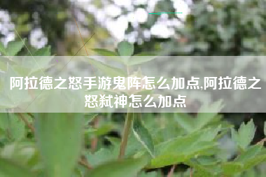 阿拉德之怒手游鬼阵怎么加点,阿拉德之怒弑神怎么加点