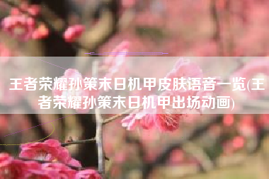 王者荣耀孙策末日机甲皮肤语音一览(王者荣耀孙策末日机甲出场动画)