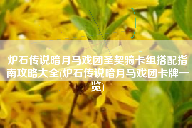炉石传说暗月马戏团圣契骑卡组搭配指南攻略大全(炉石传说暗月马戏团卡牌一览)