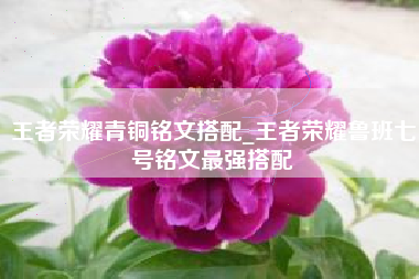 王者荣耀青铜铭文搭配_王者荣耀鲁班七号铭文最强搭配