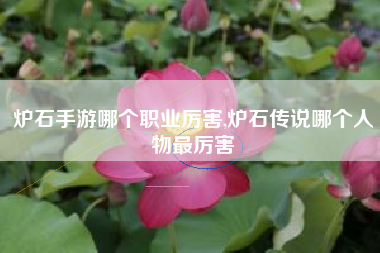 炉石手游哪个职业厉害,炉石传说哪个人物最厉害