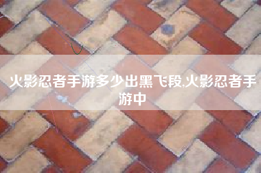 火影忍者手游多少出黑飞段,火影忍者手游中