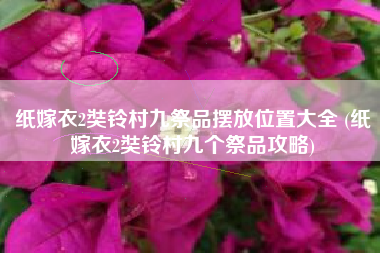 纸嫁衣2奘铃村九祭品摆放位置大全 (纸嫁衣2奘铃村九个祭品攻略)