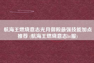 航海王燃烧意志光月御殿最强技能加点推荐 (航海王燃烧意志bt服)
