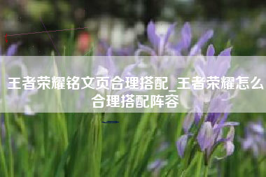 王者荣耀铭文页合理搭配_王者荣耀怎么合理搭配阵容