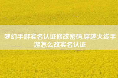 梦幻手游实名认证修改密码,穿越火线手游怎么改实名认证