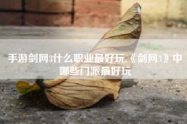 手游剑网3什么职业最好玩,《剑网3》中哪些门派最好玩