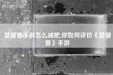 楚留香手游怎么减肥,你如何评价《楚留香》手游