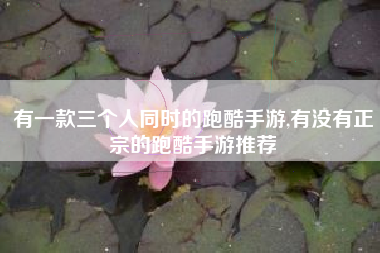 有一款三个人同时的跑酷手游,有没有正宗的跑酷手游推荐
