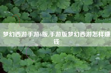 梦幻西游手游6版,手游版梦幻西游怎样赚钱
