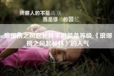 琅琊榜之风起长林手游装备等级,《琅琊榜之风起长林》的人气