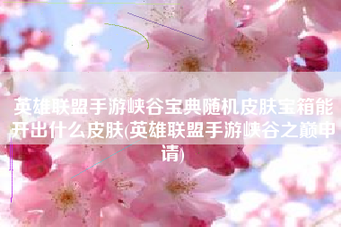 英雄联盟手游峡谷宝典随机皮肤宝箱能开出什么皮肤(英雄联盟手游峡谷之巅申请)