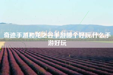 奇迹手游和龙之谷手游哪个好玩,什么手游好玩