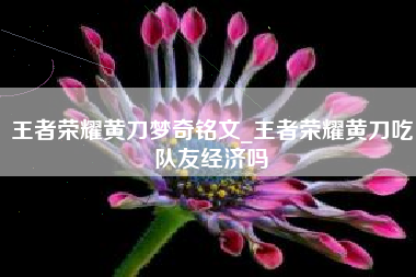王者荣耀黄刀梦奇铭文_王者荣耀黄刀吃队友经济吗