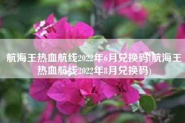 航海王热血航线2022年6月兑换码(航海王热血航线2022年8月兑换码)
