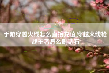 手游穿越火线怎么直接充值,穿越火线枪战王者怎么刷钻石
