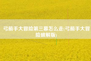 弓箭手大冒险第三幕怎么走(弓箭手大冒险破解版)