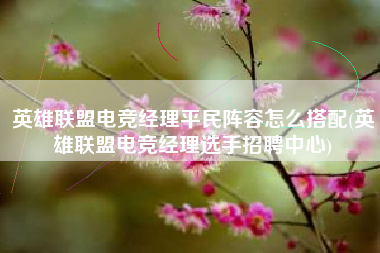 英雄联盟电竞经理平民阵容怎么搭配(英雄联盟电竞经理选手招聘中心)