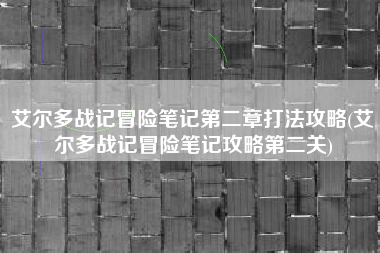 艾尔多战记冒险笔记第二章打法攻略(艾尔多战记冒险笔记攻略第二关)