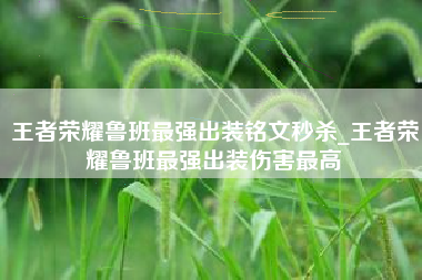 王者荣耀鲁班最强出装铭文秒杀_王者荣耀鲁班最强出装伤害最高