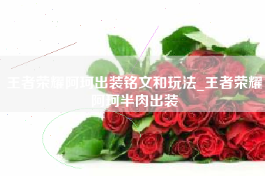 王者荣耀阿珂出装铭文和玩法_王者荣耀阿珂半肉出装