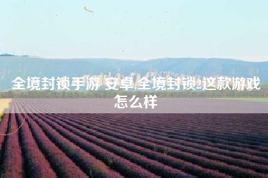 全境封锁手游 安卓,全境封锁2这款游戏怎么样