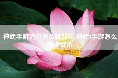 神武手游活力怎么赚钱快,神武3手游怎么赚神武币