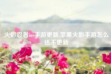 火影忍者ios手游更新,苹果火影手游怎么还不更新