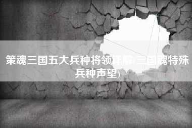 策魂三国五大兵种将领详解(三国魂特殊兵种声望)