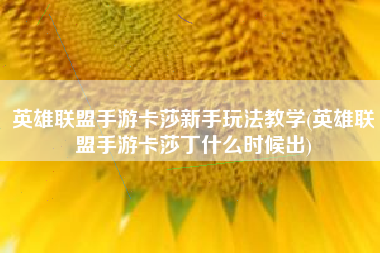 英雄联盟手游卡莎新手玩法教学(英雄联盟手游卡莎丁什么时候出)