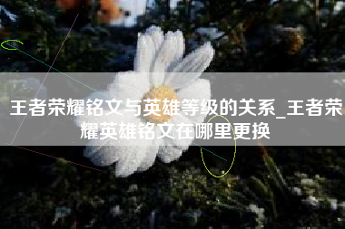王者荣耀铭文与英雄等级的关系_王者荣耀英雄铭文在哪里更换