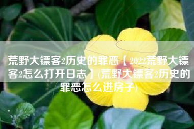 荒野大镖客2历史的罪恶【2022荒野大镖客2怎么打开日志】(荒野大镖客2历史的罪恶怎么进房子)