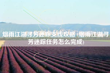 烟雨江湖寻芳迷踪支线攻略 (烟雨江湖寻芳迷踪任务怎么完成)
