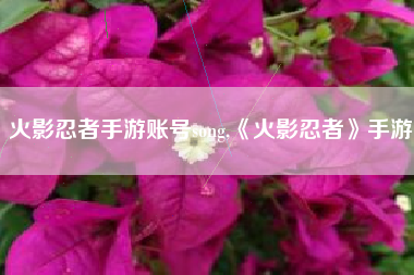 火影忍者手游账号song,《火影忍者》手游