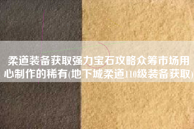 柔道装备获取强力宝石攻略众筹市场用心制作的稀有(地下城柔道110级装备获取)
