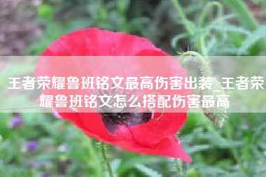 王者荣耀鲁班铭文最高伤害出装_王者荣耀鲁班铭文怎么搭配伤害最高