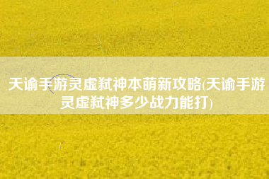 天谕手游灵虚弑神本萌新攻略(天谕手游灵虚弑神多少战力能打)