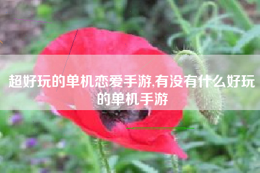 超好玩的单机恋爱手游,有没有什么好玩的单机手游