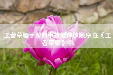 王者荣耀手游典韦技能释放顺序,在《王者荣耀》中