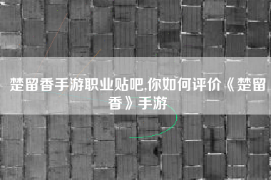 楚留香手游职业贴吧,你如何评价《楚留香》手游