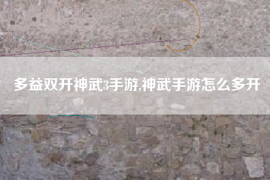 多益双开神武3手游,神武手游怎么多开