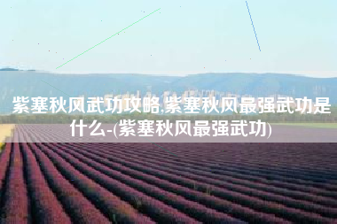 紫塞秋风武功攻略,紫塞秋风最强武功是什么-(紫塞秋风最强武功)