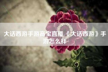 大话西游手游高宝直播,《大话西游》手游怎么样