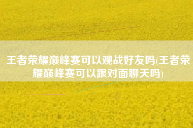 王者荣耀巅峰赛可以观战好友吗(王者荣耀巅峰赛可以跟对面聊天吗)